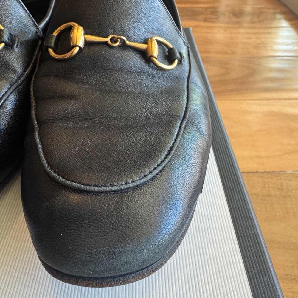 Gucci women’s AGNELLO PLONGE loafer Black Leather Horsebit Loafers - Picture 3 of 14